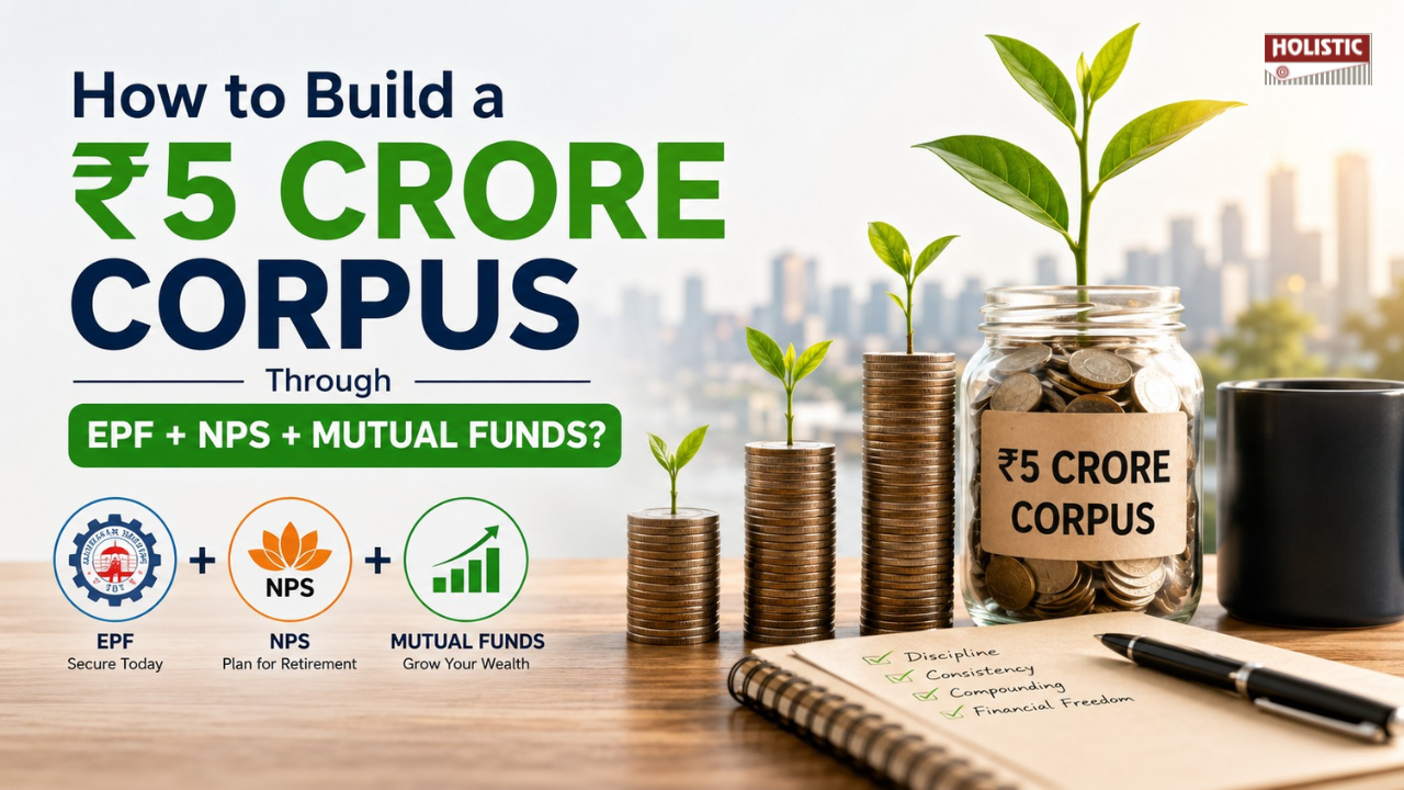 How to Build a ₹5 Crore Corpus Through EPF + NPS + Mutual Funds
